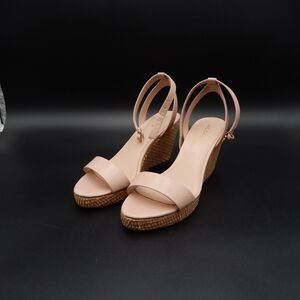 Aldo Legiwien-55 Nude Pink Espadrille Basketweave Wedge Ankle Strap Sz 8-1/2